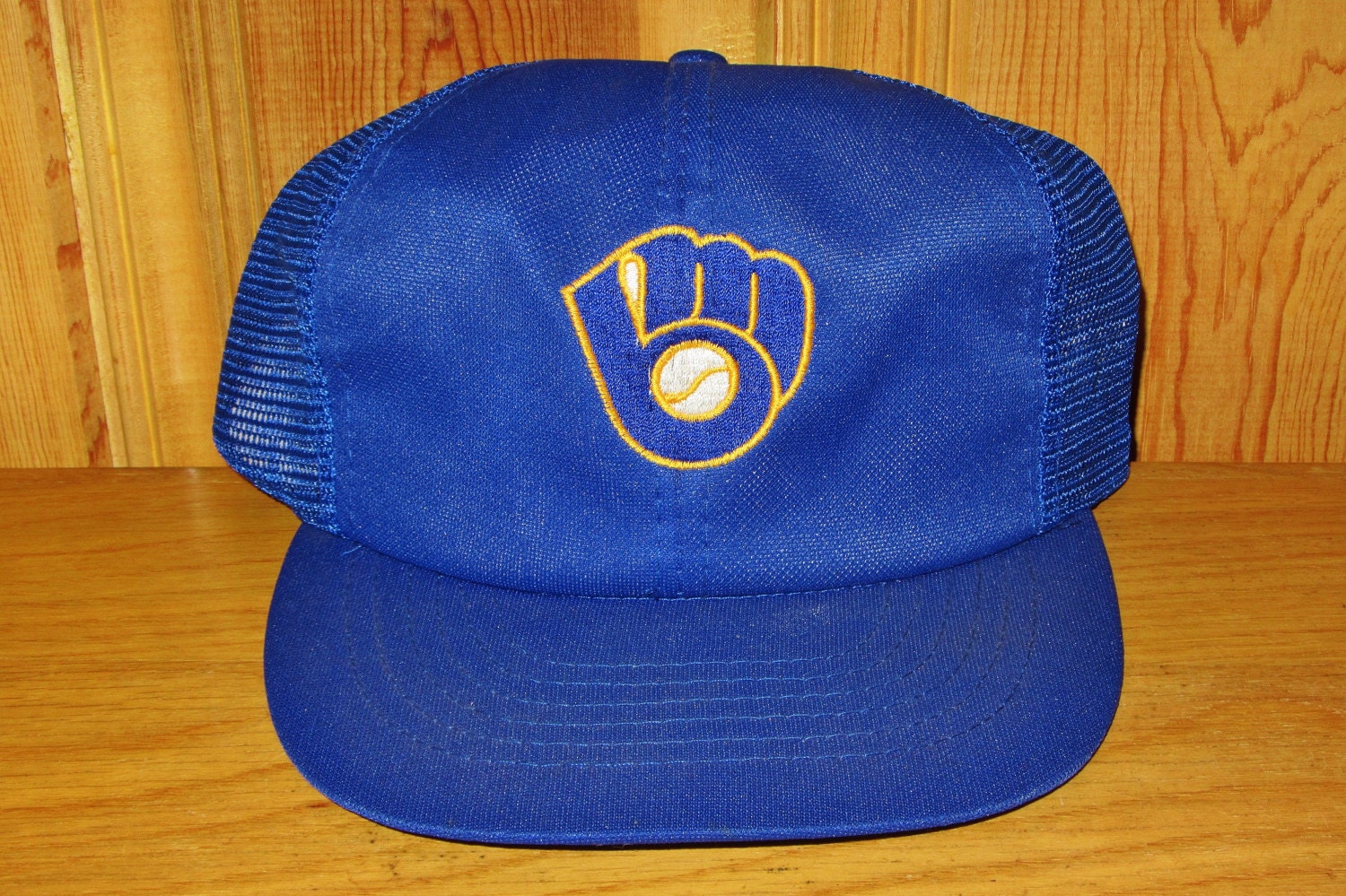 Milwaukee BREWERS Original Vintage 80s Official Licensed MLB Blue Mesh