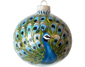 glass Ornaments Ornaments Christmas Custom Blue  ornaments Glass Painted Personalized painting