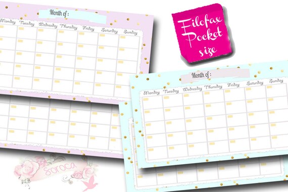 Filofax Pocket Size Printable Calendar Planner Perpetual