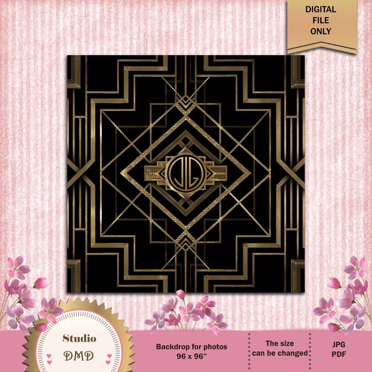 Great Gatsby Art Deco Backdrop for Photos Wall Decor by StudioDMD