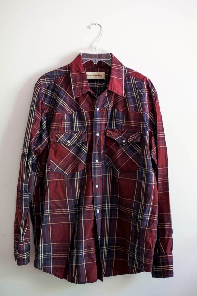 Bit & Bridle Vintage Red Plaid Snap Shirt med by iviesvintage