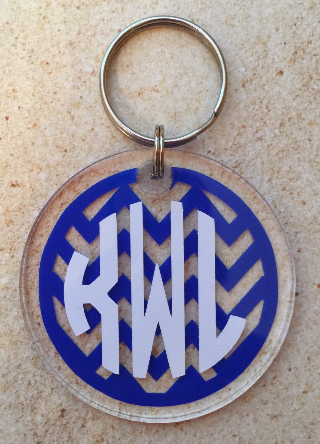 Personalized Monogrammed Chevron Acrylic Keychain