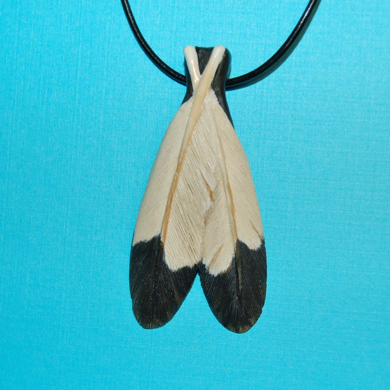 Wood feather pendant eagle feather feather necklace wooden