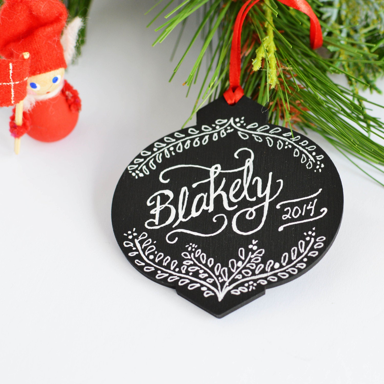 Personalized Christmas Ornament Custom Chalkboard Ornament