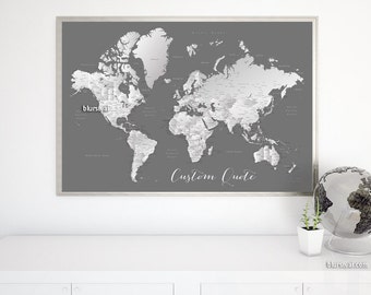 Mens personalized map, personalized couple names map, husband gift, boyfriend gift. Custom quote - PRINTABLE world map with cities