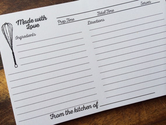 30 Made with Love RECIPE CARDS Wedding Kitchen Shower Gift Couples ...