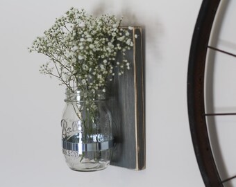 Rustic Mason Jar Wall Sconces, Mason Jar Decor, Wall Sconces, Rustic Decor, Wooden Wall Sconces, Rustic Wall Decor, Mason Jars