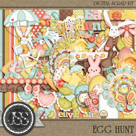 ... chasse ou Scrapbook Digital Kit, vacances, saisons de printemps