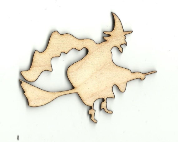 Witch Laser Cut Out Unfinished Wood Shape Craft Supply