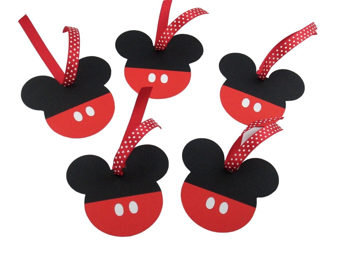 Mickey Mouse Gift Tags Pack of 5 Favor Tags With by DressYourGift