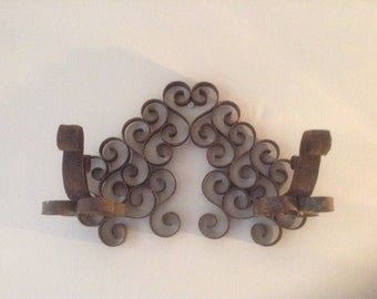 Rustic, Vintage French Coat and Hat Rack / Hooks, Wrought Iron Metal, Beautiful Unique Design, Circa 1930's!