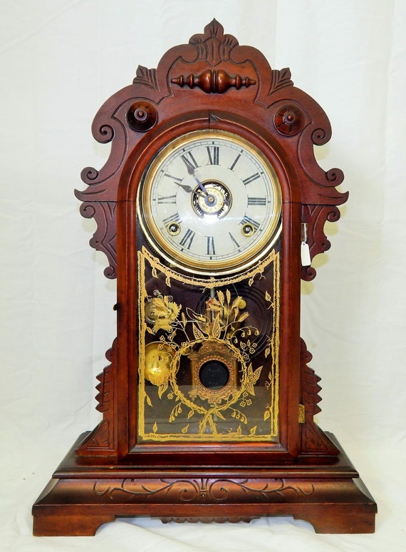 17 Waterbury Carved Wood Kitchen Clock with Built by MyClockShop