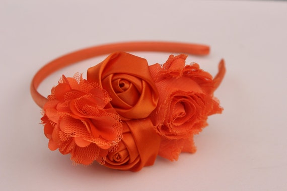 Flower girl headband Orange headband plastic by SummerBloomKids
