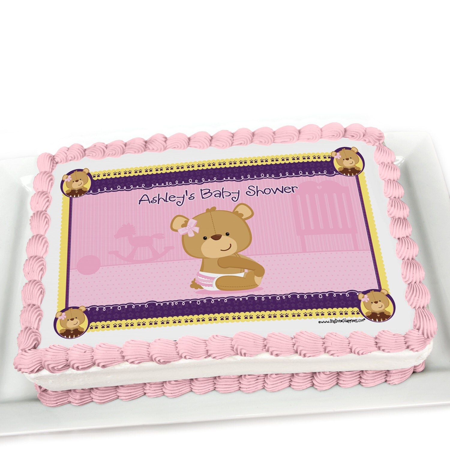 Girl Teddy Bear Edible Cake Topper Custom by BigDotOfHappiness