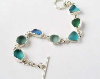 Small Sea glass Bracelet, Blue sea glass Bracelet, green Sea glass bracelet, Sea glass, Handmade bracelet, Silver bracelet,