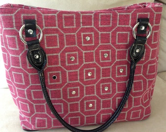 Pink Fabric & Leather Bag