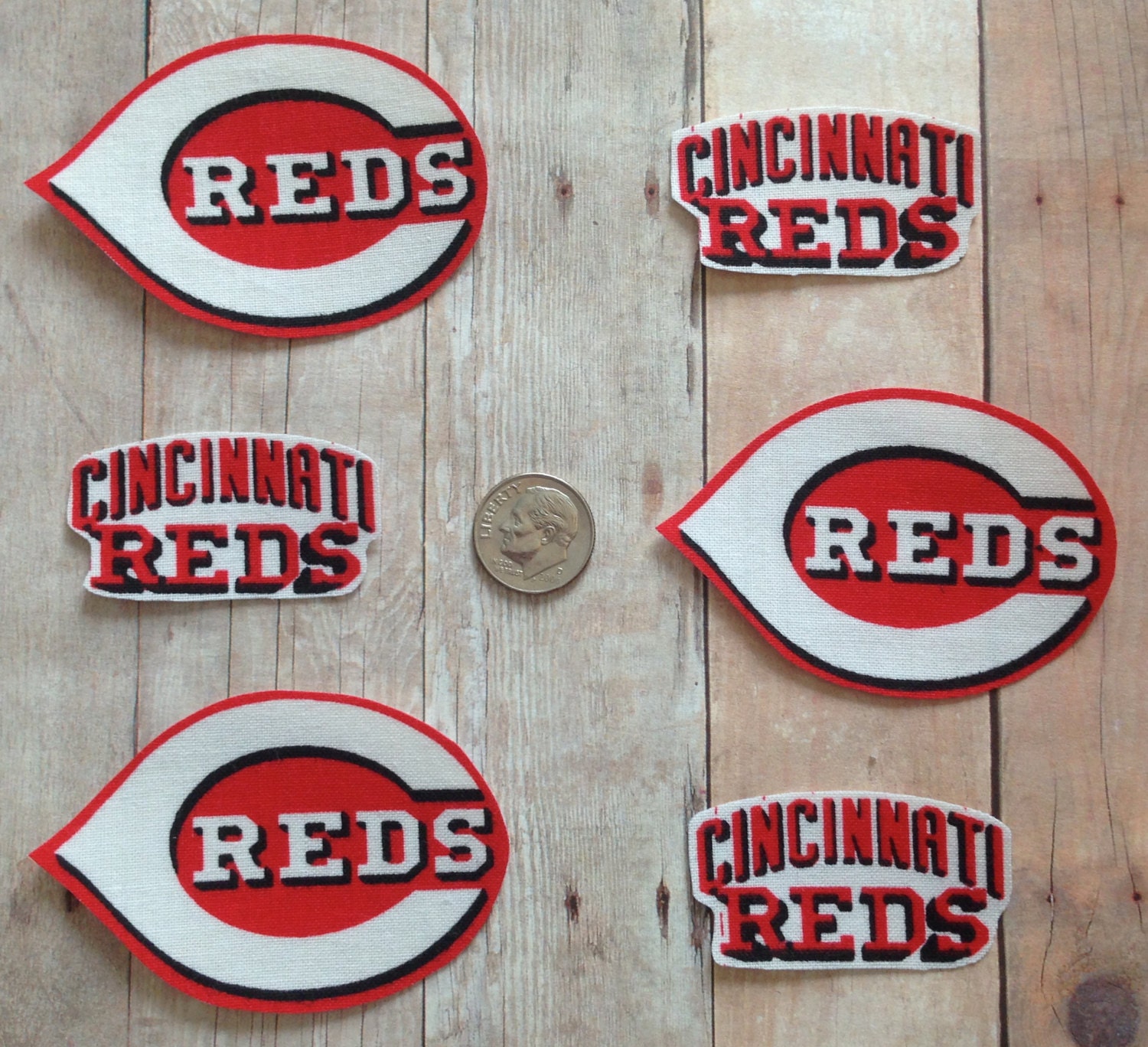 Handmade Iron On Appliques Cincinnati Reds Logo Cotton Fabric