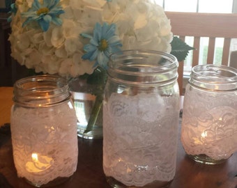 Ivory Lace Mason Jar Covers/Sleeves