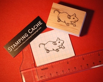 Hand carved rubber stamp - mouse design.