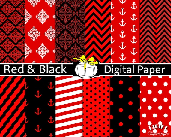 Red and Black digital paper Red decor Red and black wedding invitation Red and black minnie mouse party red and white stripe fabric print