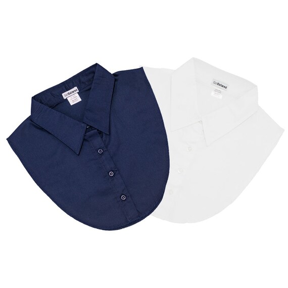 Dickey Collars Set of Two in White and Navy Blue by