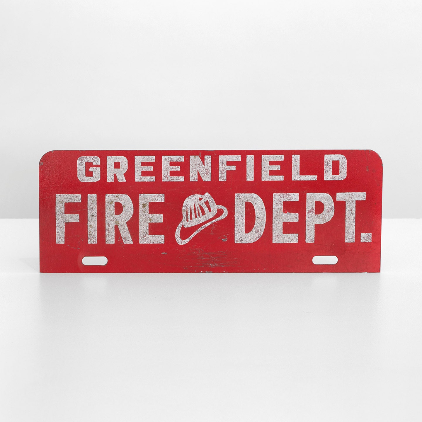 vintage fire dept. sign license plate topper by homeandhomme