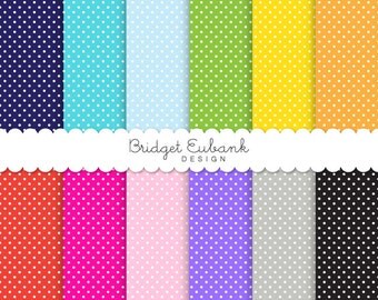 Party Polka Dots Digital Paper - 12 Digital Scrapbook Papers - 12" x 12" 300 dpi JPEG Files - Personal & Commercial Use, Instant Download