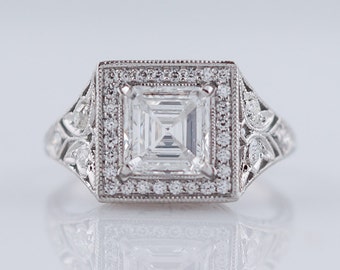 Asscher cut engagement rings etsy