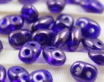 20grams 5x2mm Sapphire Vega - 2-hole SuperDuo Czech Glass Beads