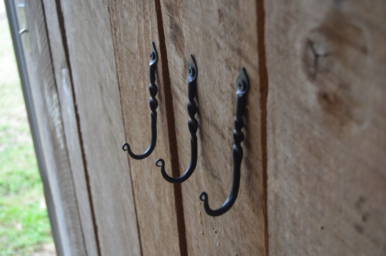 Small Wrought iron Wall Hook Set of 3