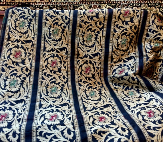 Indian Silk Cotton Brocade weave fabric with Floral pattern