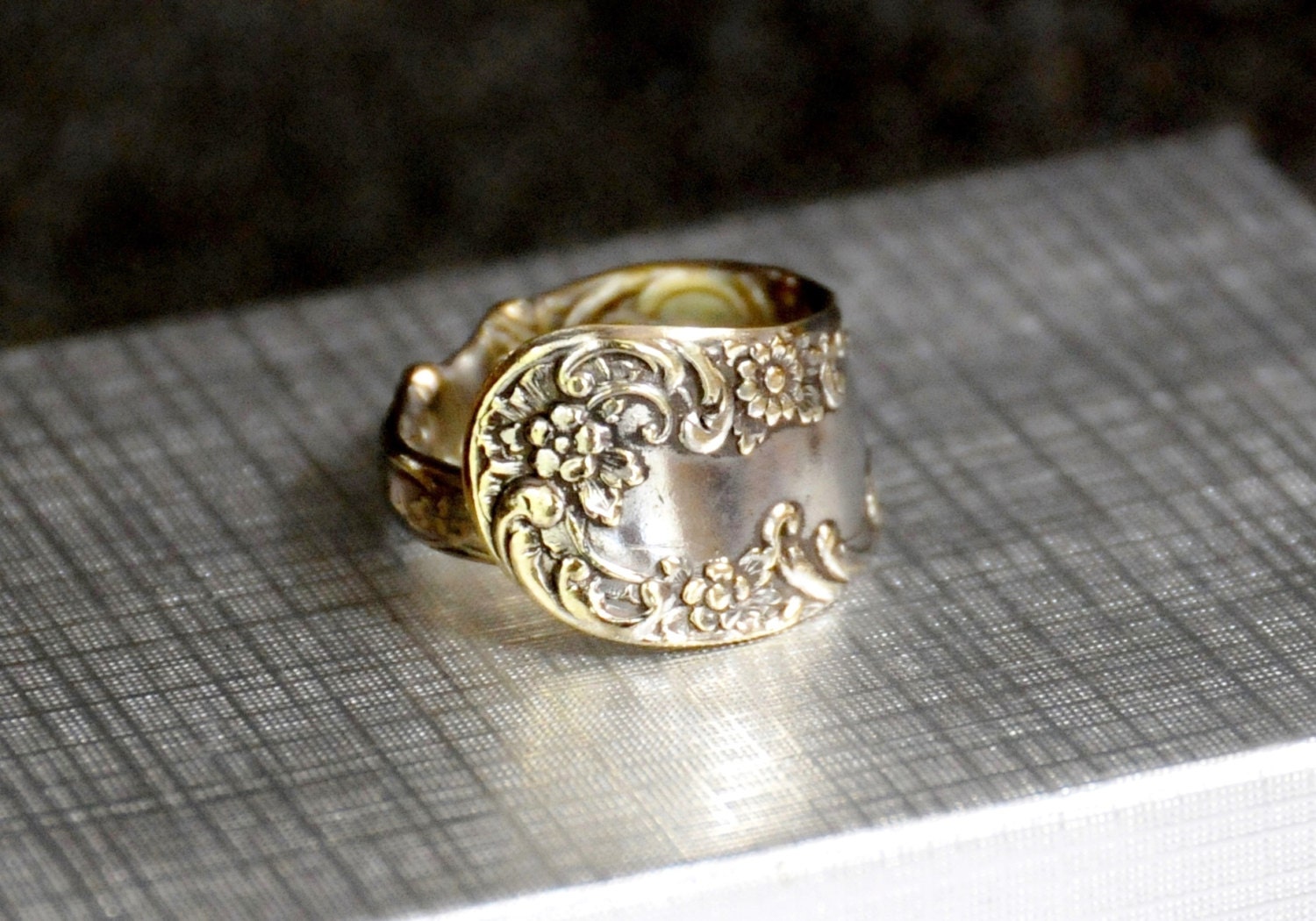 spoon ring 1902 antique spoon ring silver plate by TheDishandSpoon