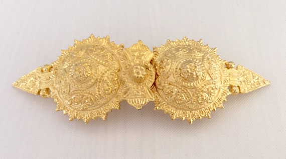 Vintage Accessocraft NYC Large Ornate Gold Tone Belt Buckle