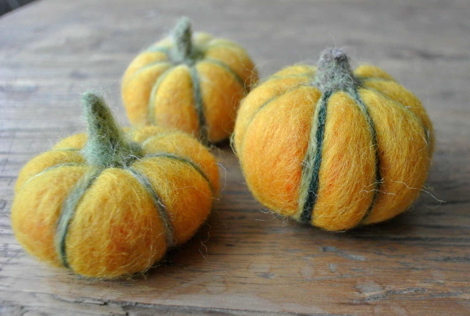 Needle felted pumpkins United orange felt