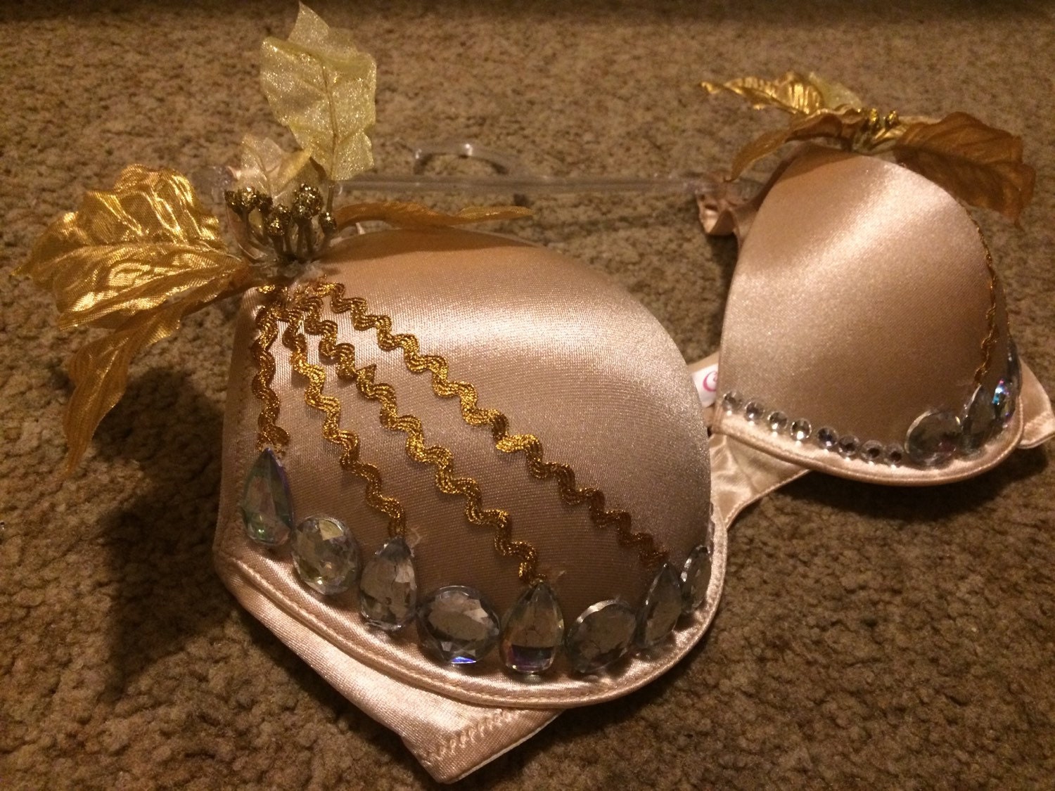 Golden goddess rave bra by prettyndbling on Etsy