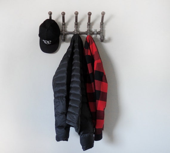 Hanging Coat Rack. Industrial Black Iron Pipe by DerekGoodbrand