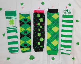 St. Patrick's Leg Warmers. Baby Leggings. Shamrocks. Polka Dots. Green ...