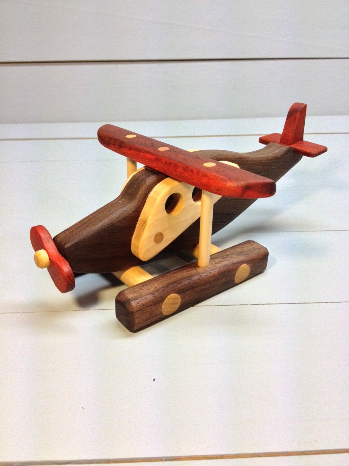 Wooden Airplane Toy made with natural hardwoods by PedalWoods