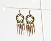 BOHO CHIC // Bright and stylish earrings from metal brass with acrylic cones // Rustic, Retro, Vintage // Brown, Bronze // Style, Fashion