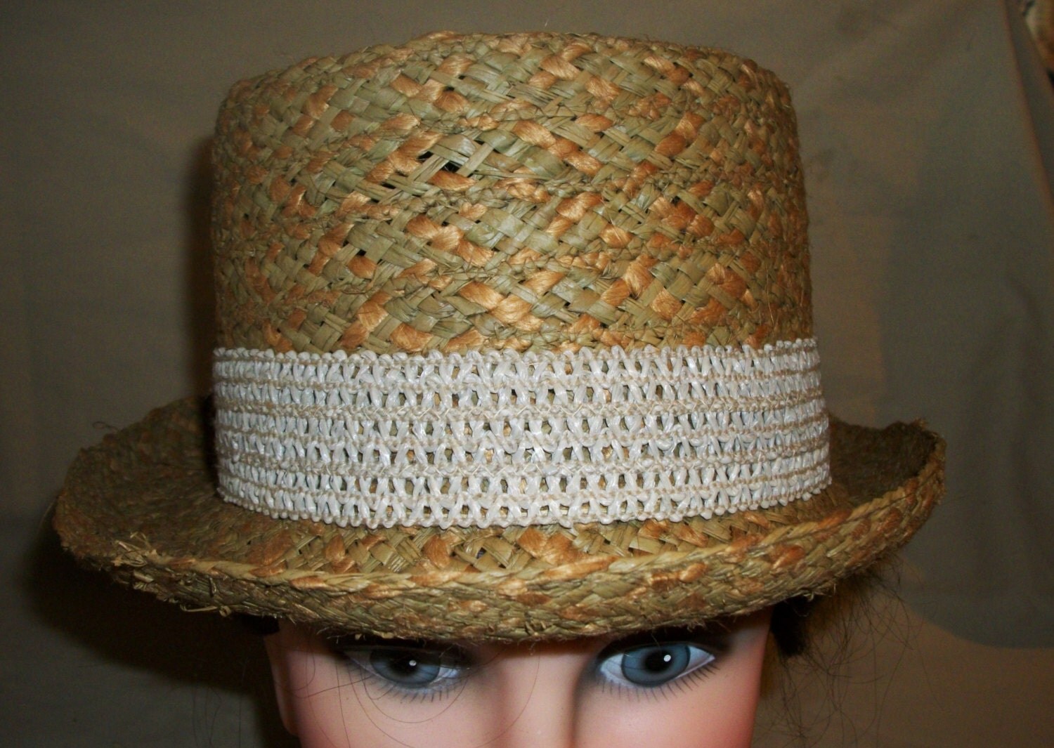 Vintage Men's STRAW FEDORA Hat Made in ITALY High Crown