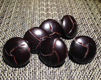 Vintage 1" Dark Brown/Expresso Leather Woven Buttons NEW (Set of 6)