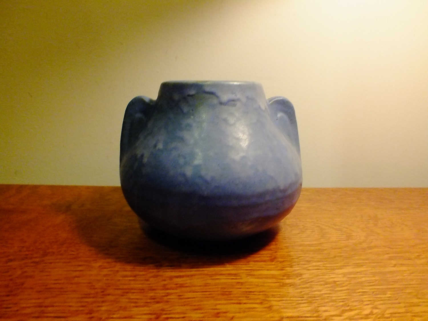 1930's Brush McCoy Blue Mottled Matte Glaze Art Pottery