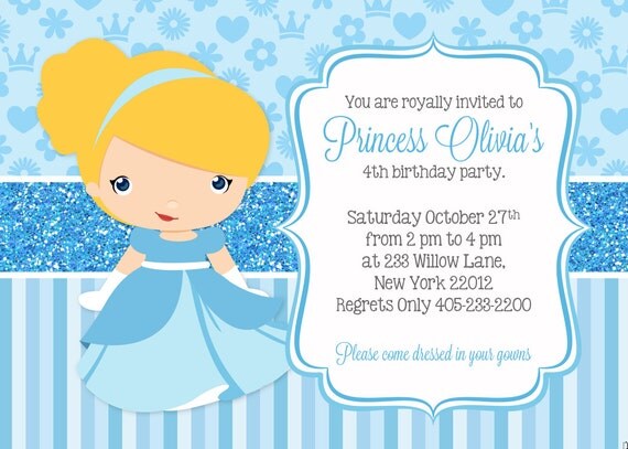 Cinderella Invitation Cinderella Party Invitation Princess