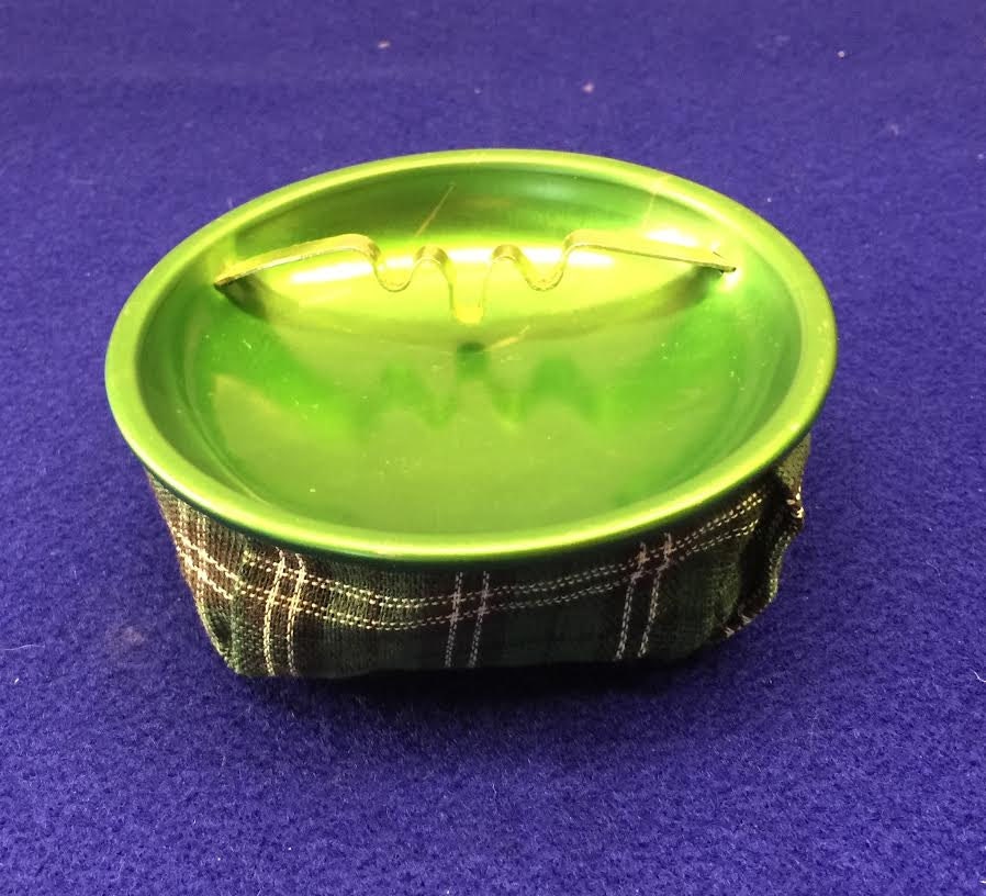 Kelly Green and Plaid Bean Bag Ashtray Retro by gidgetgoesvintage