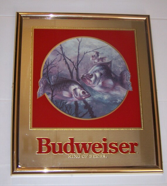 Anheuser Busch Budweiser Mirror with Large Mouth Bass Fish