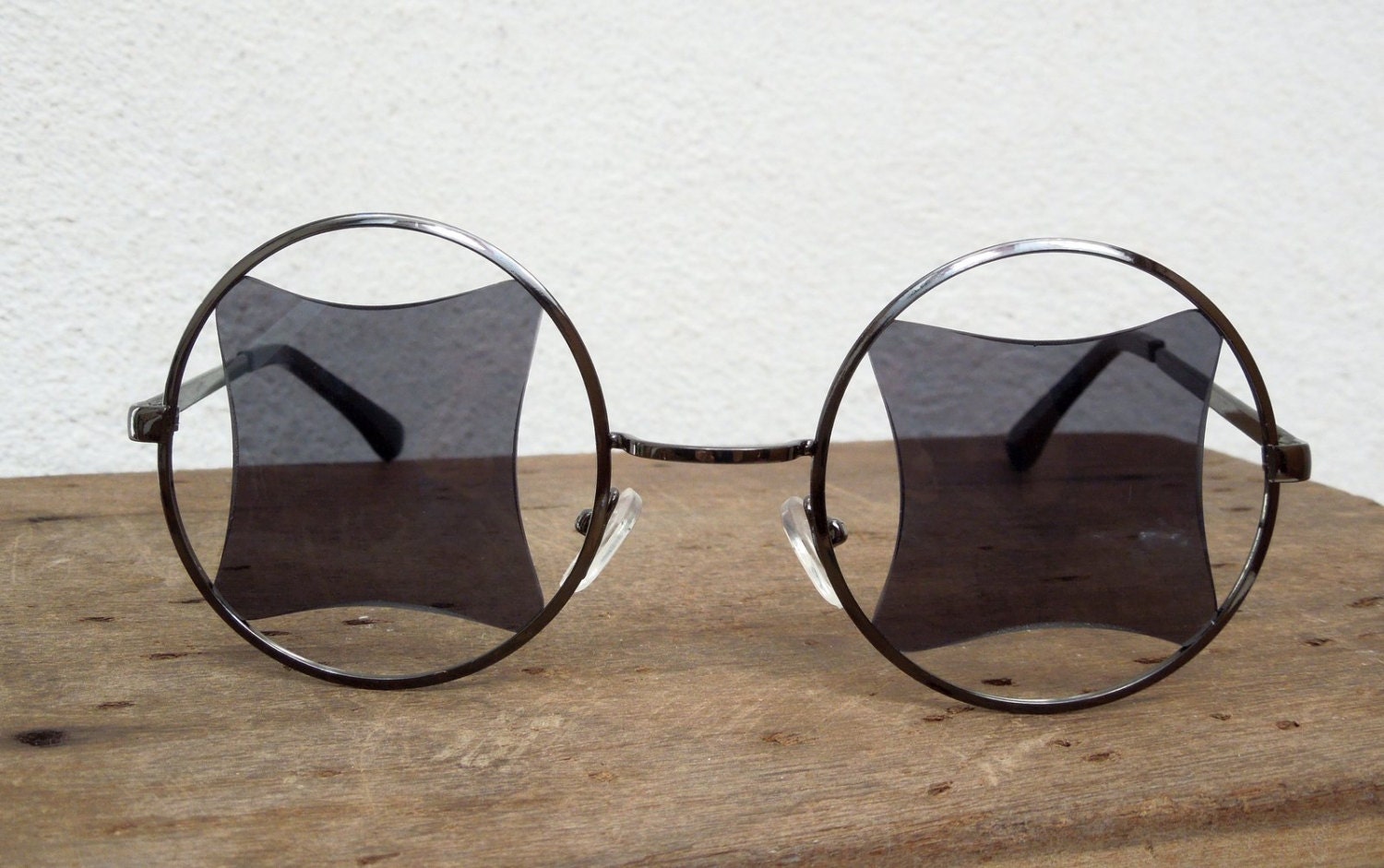 Square John Lennon Dark Sunglasses And Dark Frame 90s Deadstock Vintage Party Look Alike 