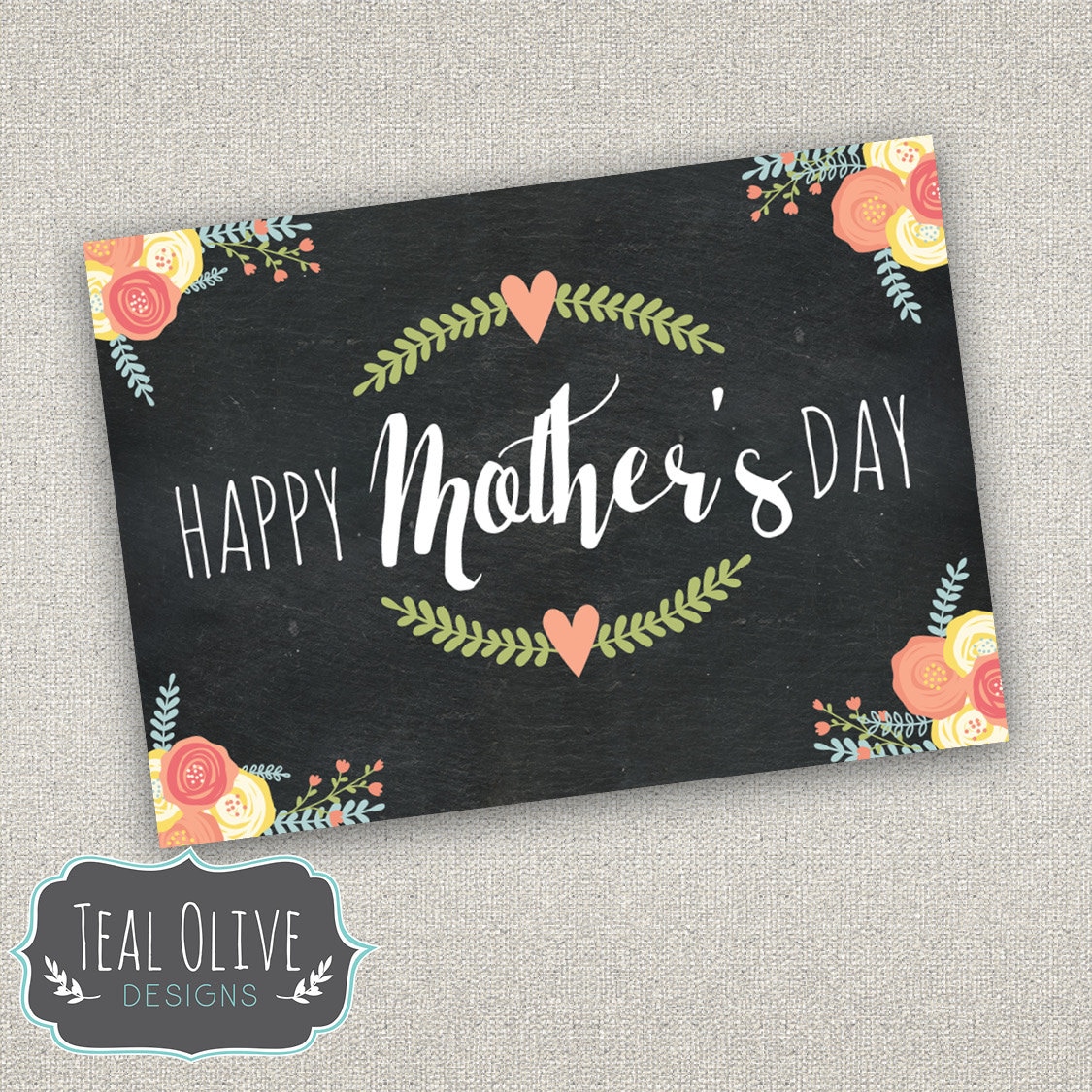 mother's day card printable diy modern chalkboard