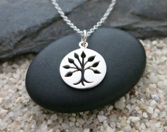 Silver Tree of Life Necklace, Sterling Silver Tree Charm, Nature Jewelry