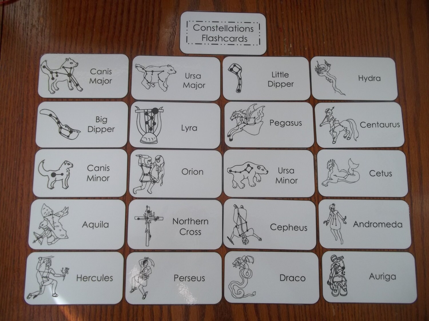 20 Constellations Astronomy Flash Cards. Preschool thru Third