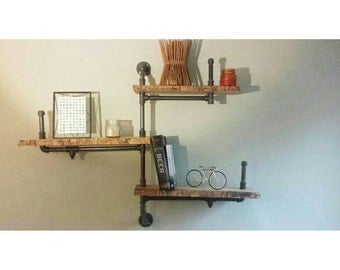 Industrial Pipe and wood TV stand Media by PipeAndWoodDesigns